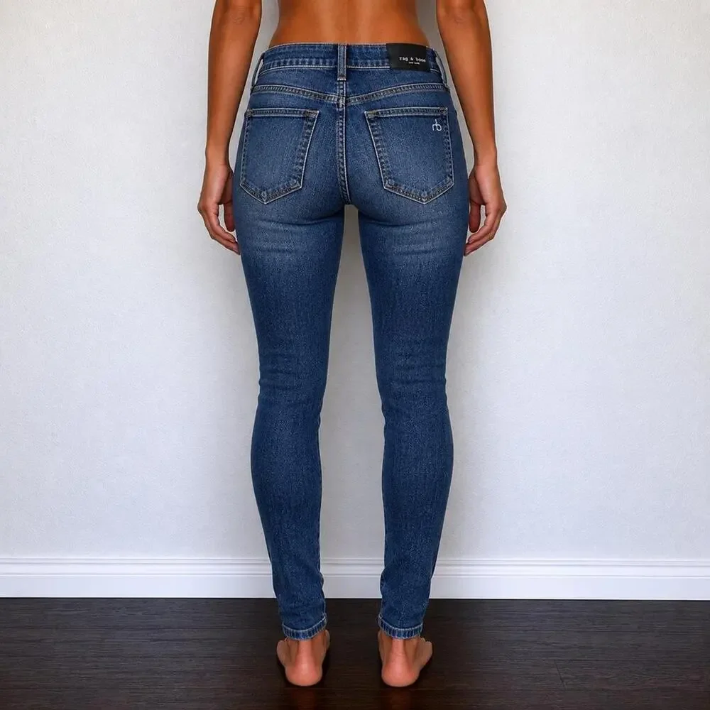 Rag & Bone High Rise Skinny Luxury Medium Wash Denim Blue Jeans Size 30